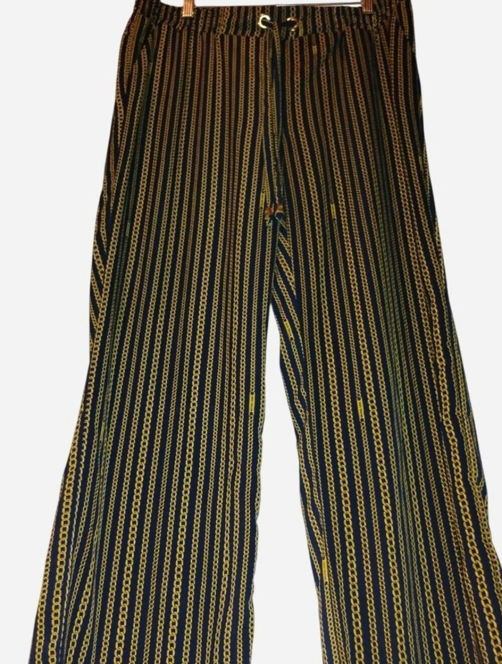 Michael Kors Navy & Gold Chain-Link Print à Drawstring Pants Size Large